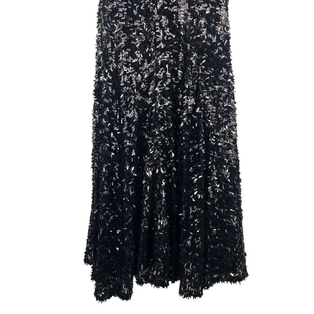 Rachel Gilbert Simone Sequin Embellished Evening Gown Black Size 0